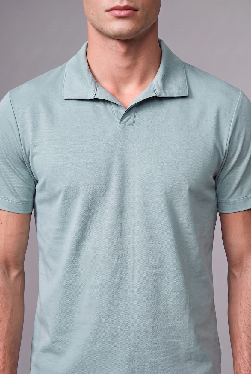 HOMME BLEU Clair Col resort Coupe Régulière Polo à manches courtes
