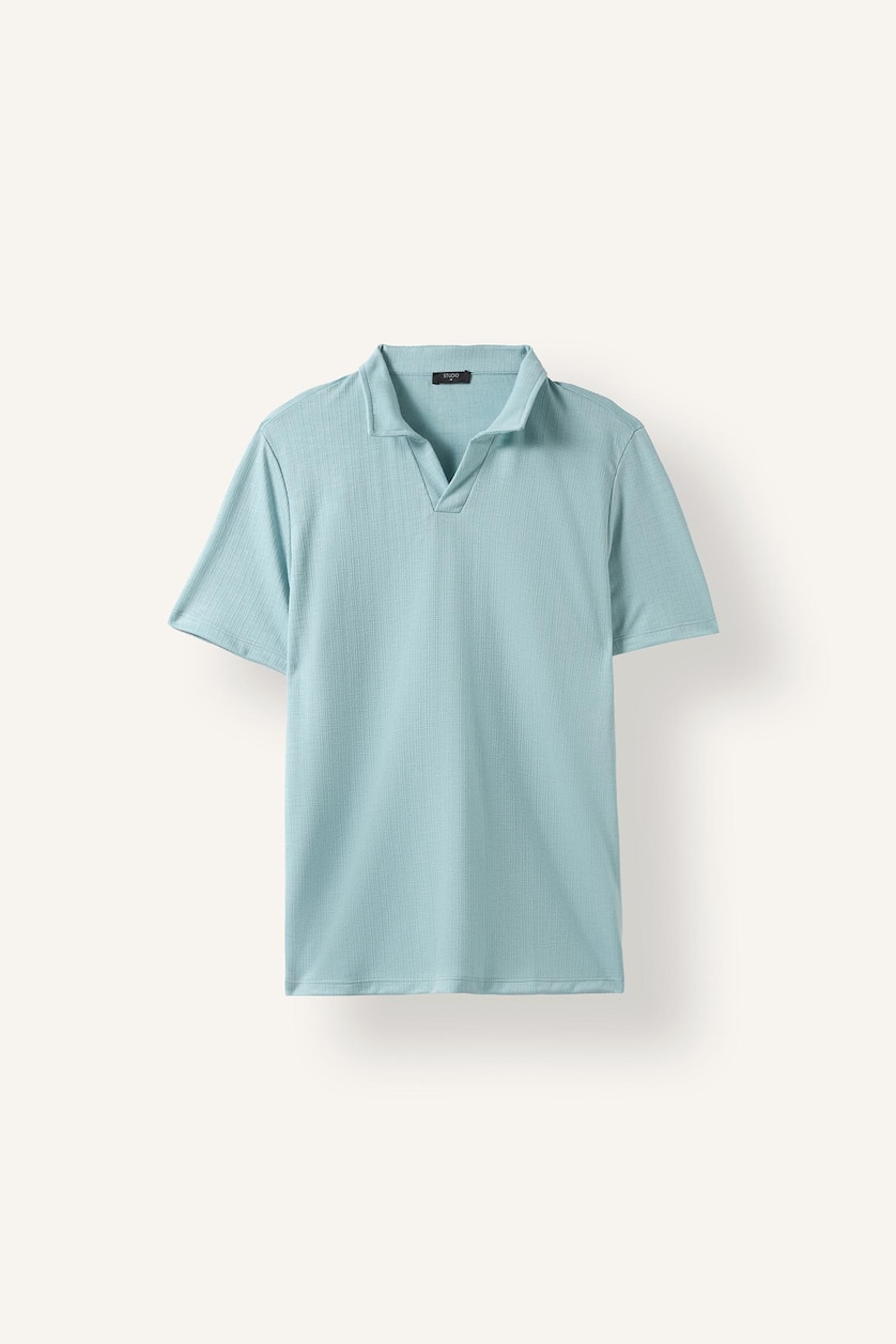 HOMME BLEU Clair Col resort Coupe Régulière Polo à manches courtes
