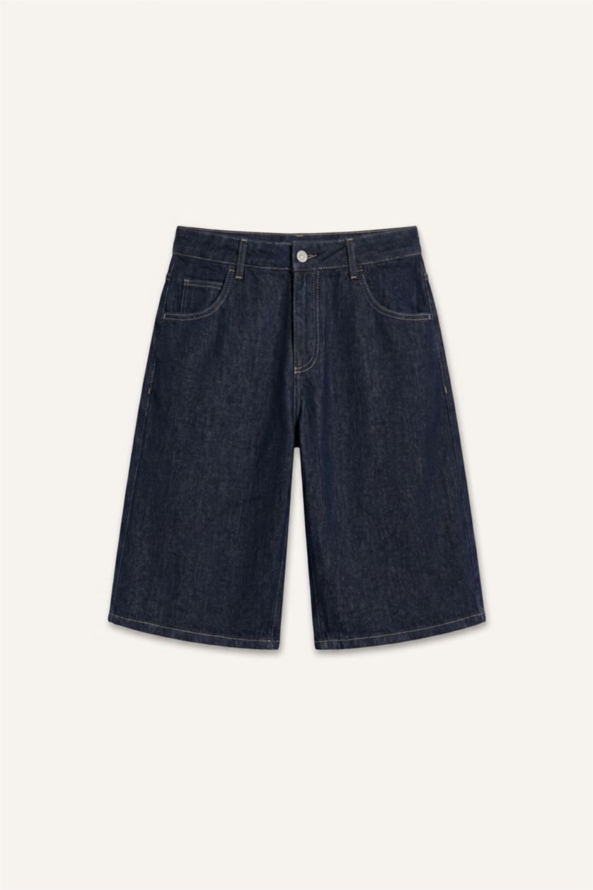 Erkek Koyu Mavi Baggy Fit Bermuda Şort