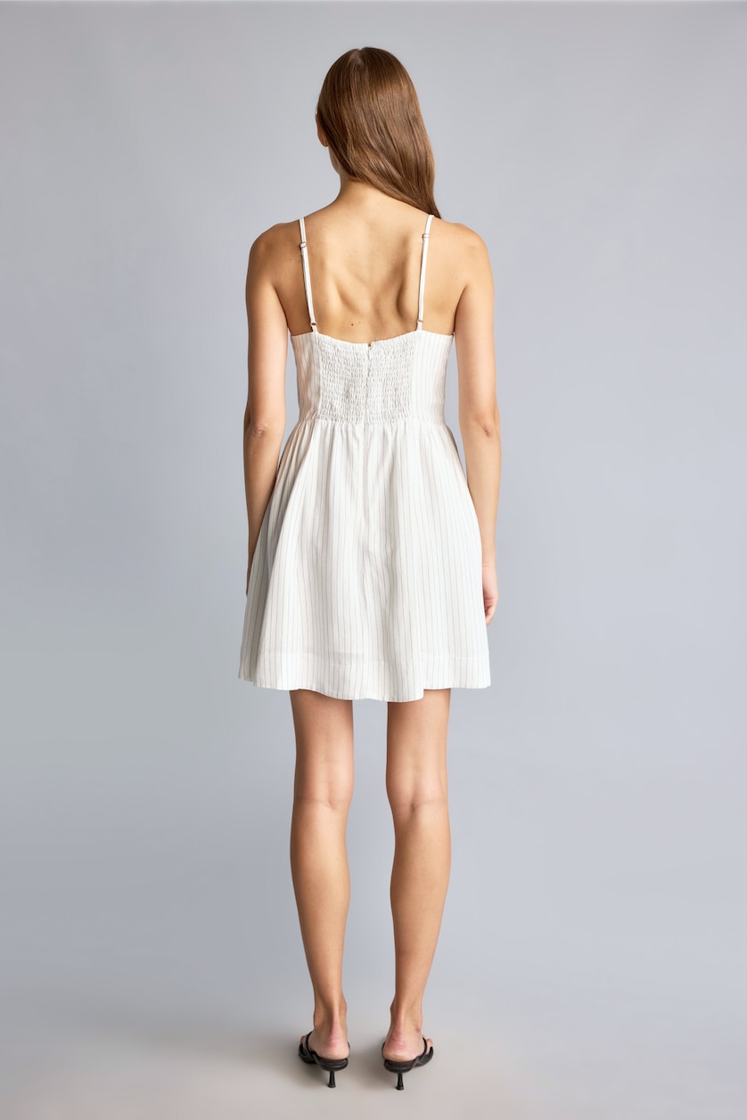 WOMAN Ecru V-Neck Striped Poplin Strappy Midi Dress