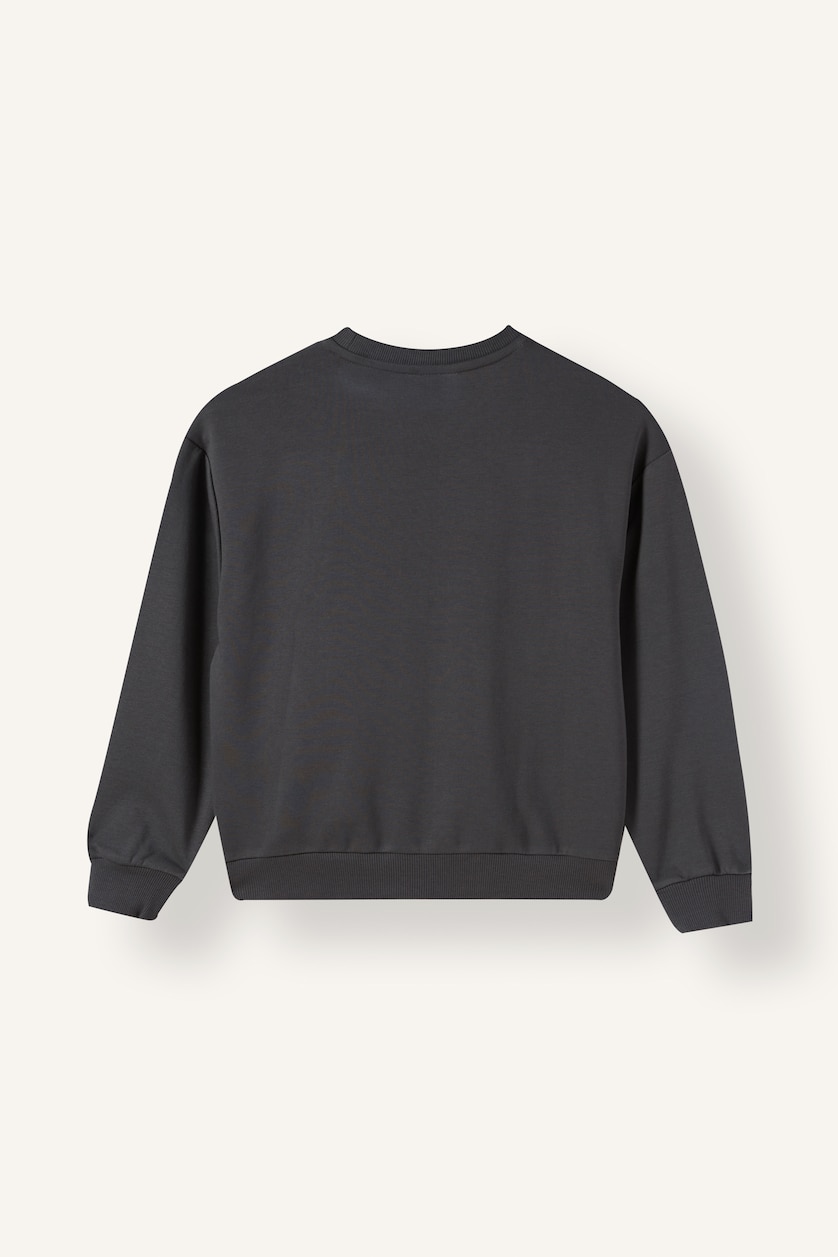 Kız Çocuk - Genç Kız Antrasit Relax Fit Baskılı Sweatshirt Kız Çocuk
