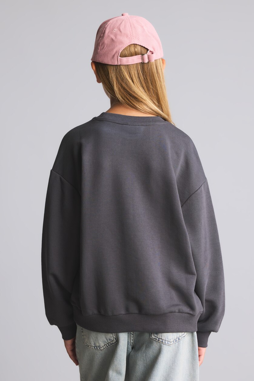 FILLES Anthracite Sweatshirt imprimé à col rond Coupe décontractée pour fille