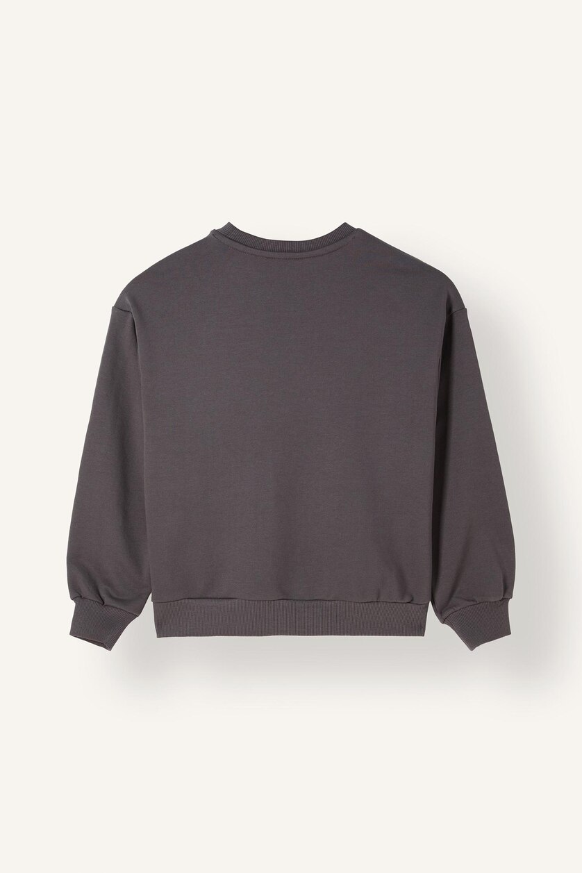 FILLES Anthracite Sweatshirt imprimé à col rond Coupe décontractée pour fille