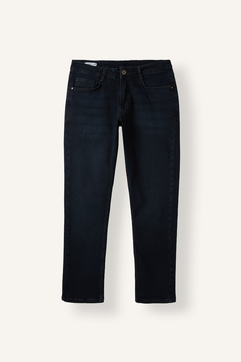 Erkek Mavi Siyah Pedro Slim Fit Jean Pantolon