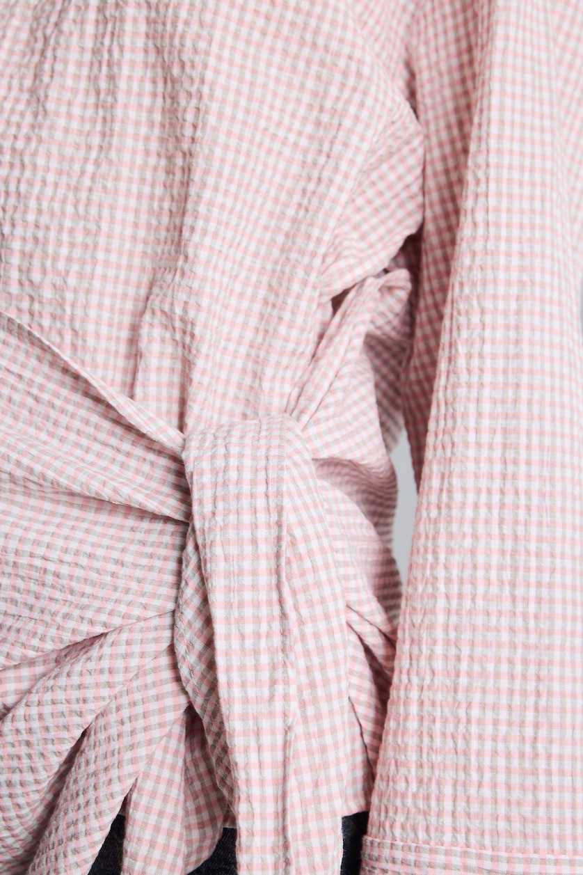 WOMAN Light Pink Woman Relaxed Fit Cotton Crinkle Texture Long Sleeve Tunic