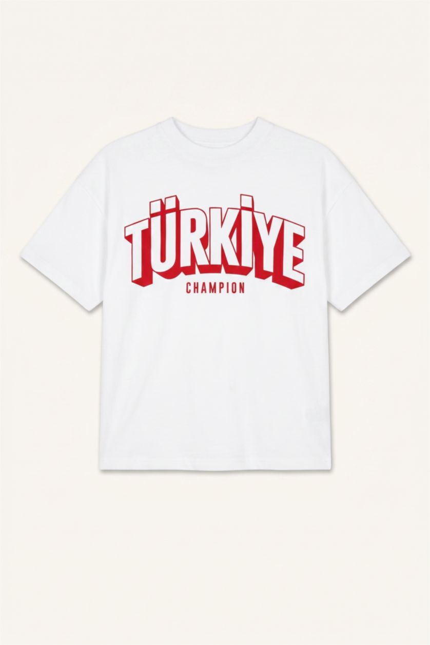 Erkek Bebek Beyaz Türkiye Baskılı Tişört Erkek Bebek