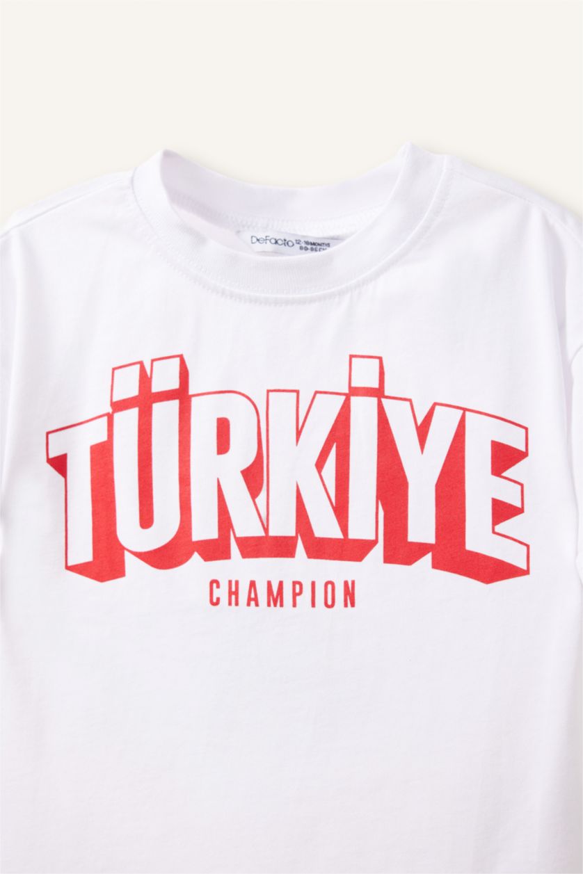 Erkek Bebek Beyaz %100 Pamuk Türkiye Baskılı Tişört Erkek Bebek