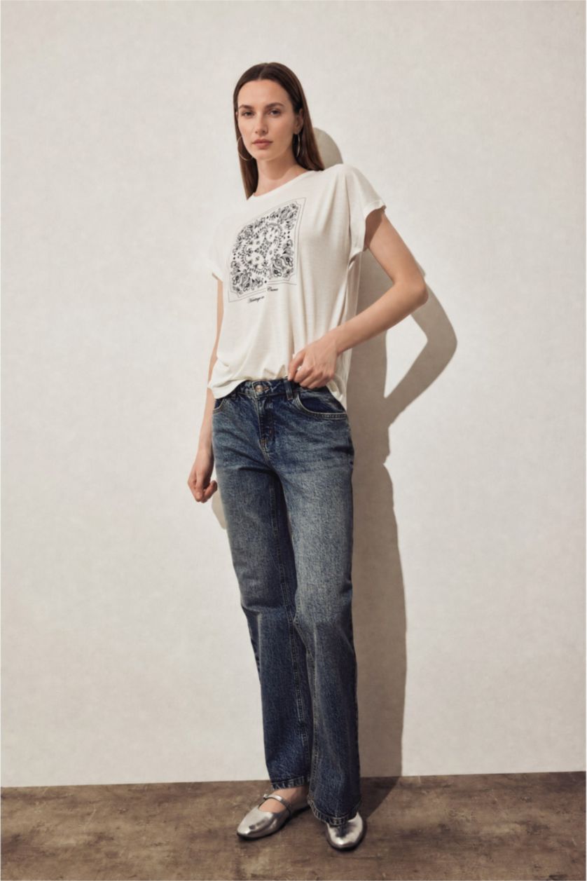 Women Ecru Regular Fit Short Sleeve T-Shirt