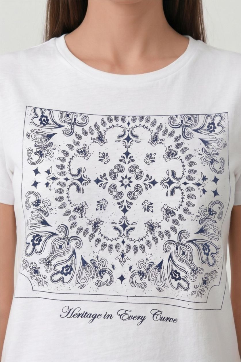 Women Ecru Regular Fit Short Sleeve T-Shirt