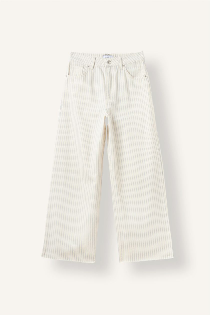Kadın Kırık Beyaz Culotte Gabardin Pantolon