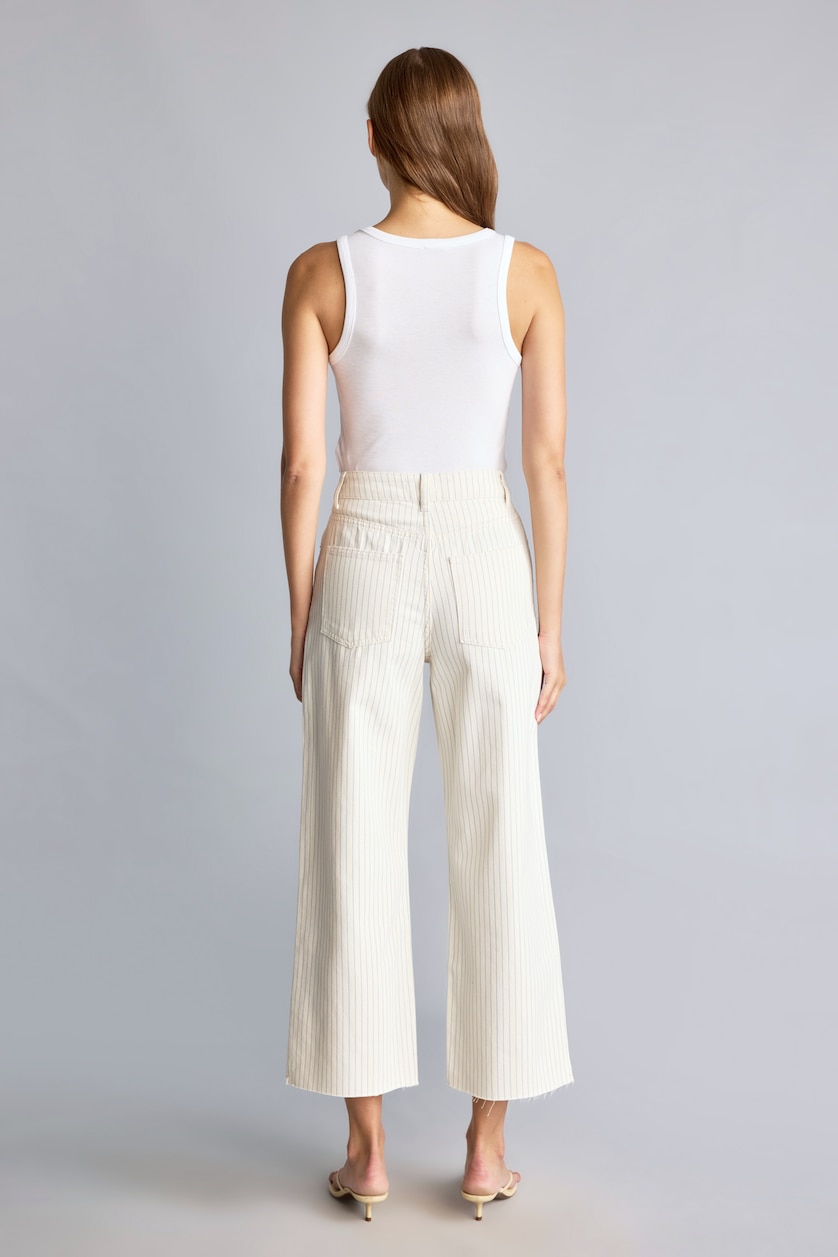 WOMAN White Culotte Fit Pockets Gabardine Trousers