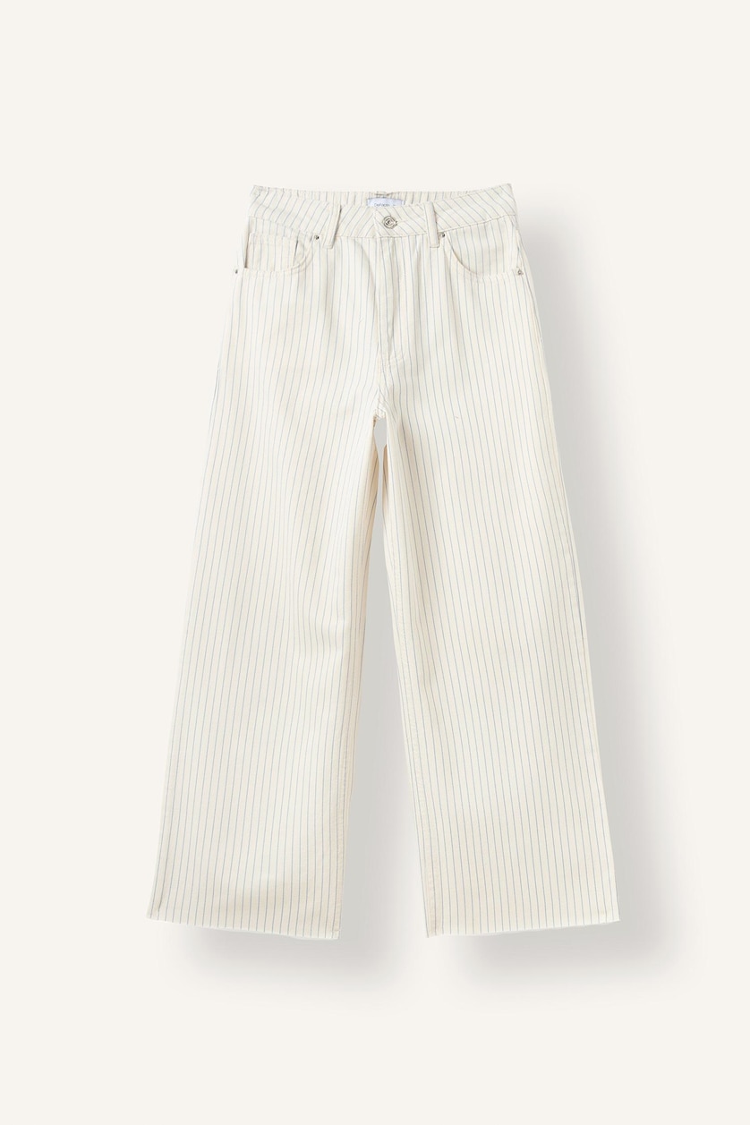 WOMAN White Culotte Fit Pockets Gabardine Trousers
