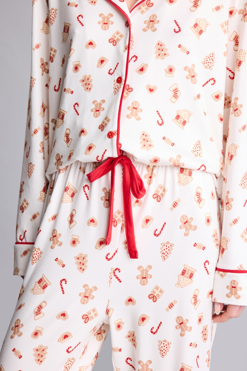 Kadın Ekru Regular Fıt Uzun Kollu Pijama Takımı