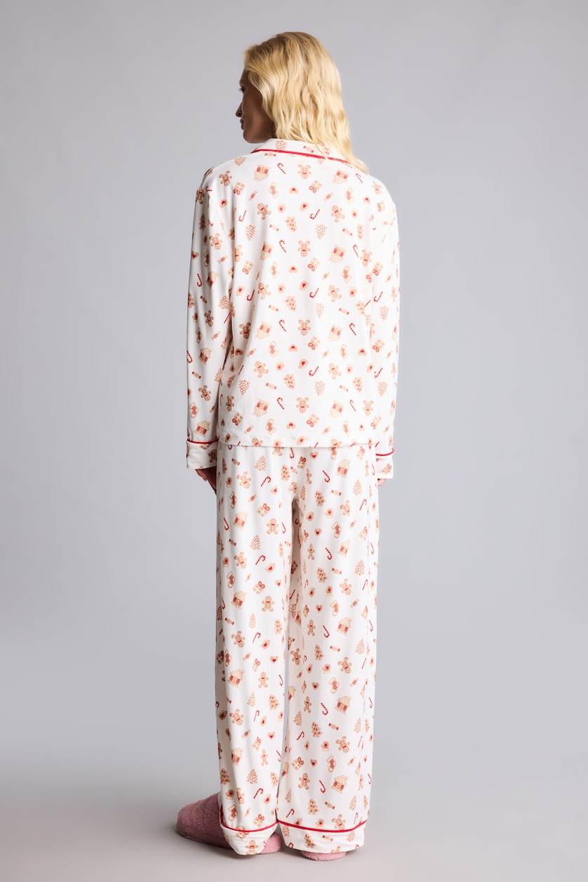 Kadın Ekru Regular Fıt Uzun Kollu Pijama Takımı