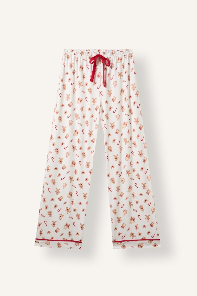 Kadın Ekru Regular Fıt Uzun Kollu Pijama Takımı