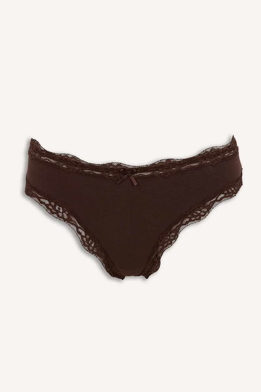 Kadın Bej Melanj Dantelli Ribana 2'li Slip Külot