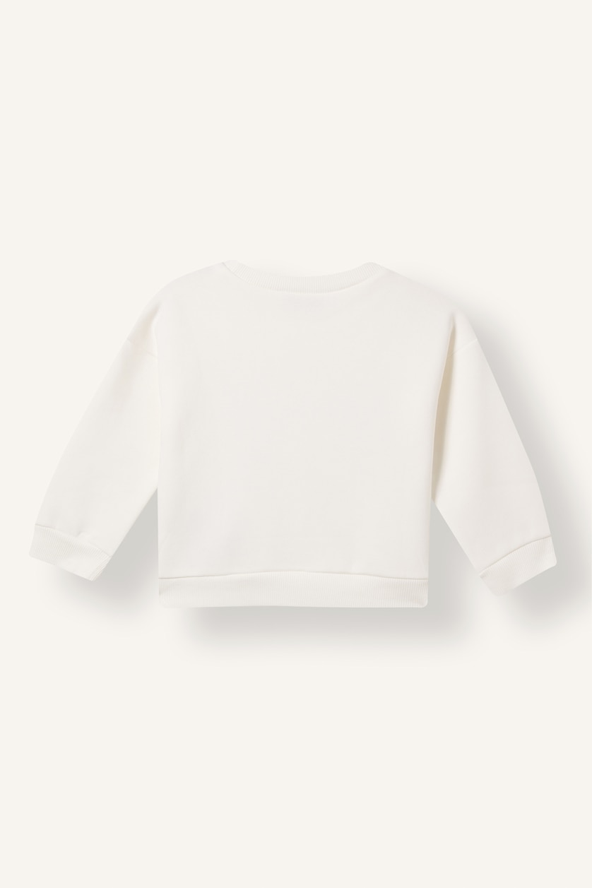 Erkek Bebek Ekru Oversize Baskılı Sweatshirt Erkek Bebek