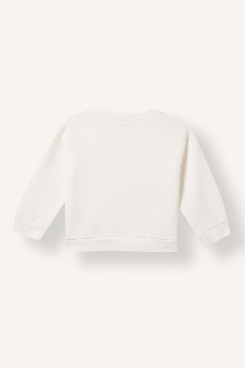BÉBÉ GARÇON Écru Sweatshirt oversize à col rond imprimé pour bébé garçon