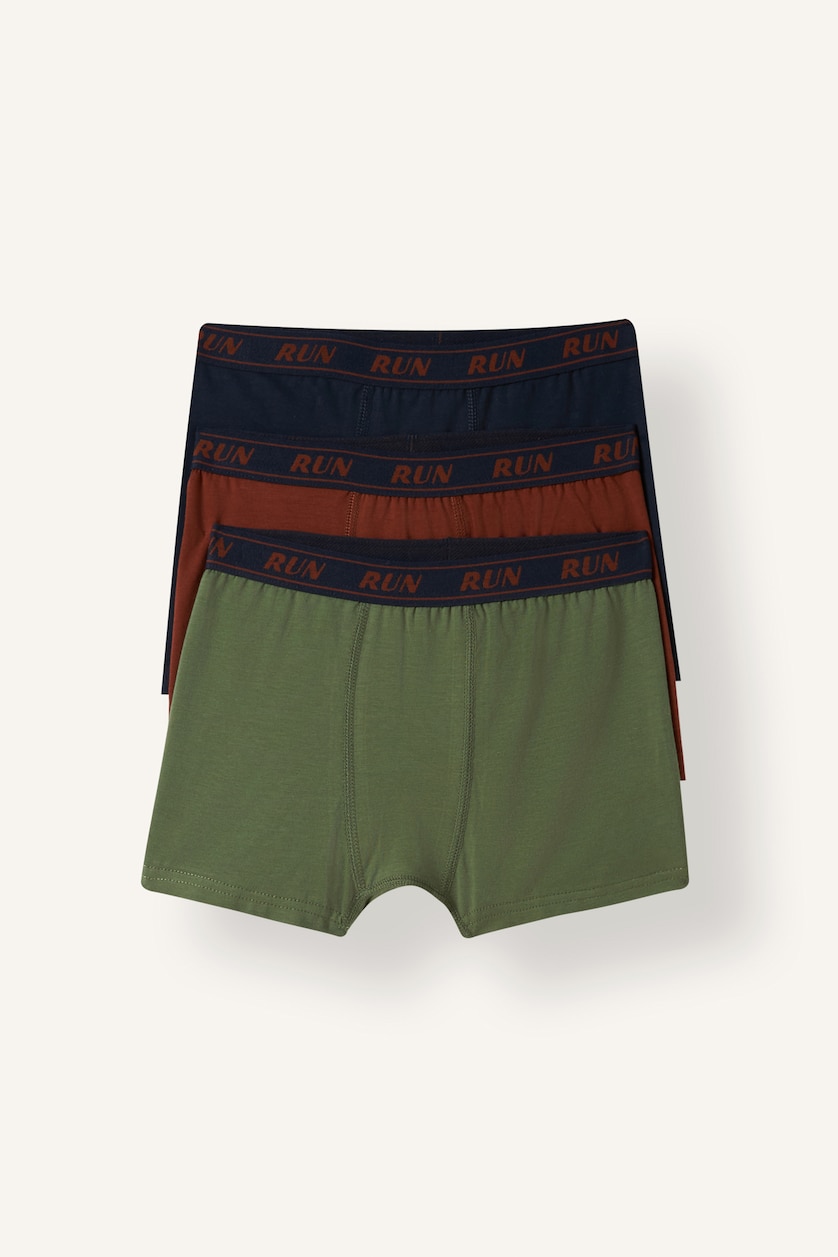 Erkek Çocuk - Genç Erkek Lacivert Beli Yazılı Penye 3'lü Boxer Erkek Çocuk