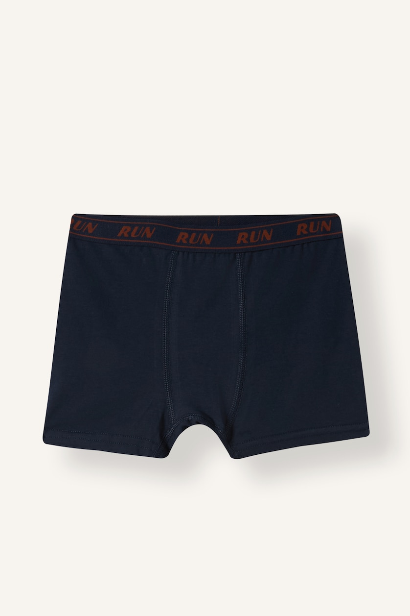 Erkek Çocuk - Genç Erkek Lacivert Beli Yazılı Penye 3'lü Boxer Erkek Çocuk