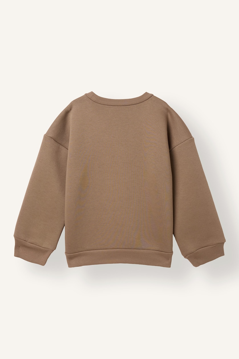 Erkek Bebek Açık Kahve Oversize Baskılı 2'li Sweatshirt Erkek Bebek