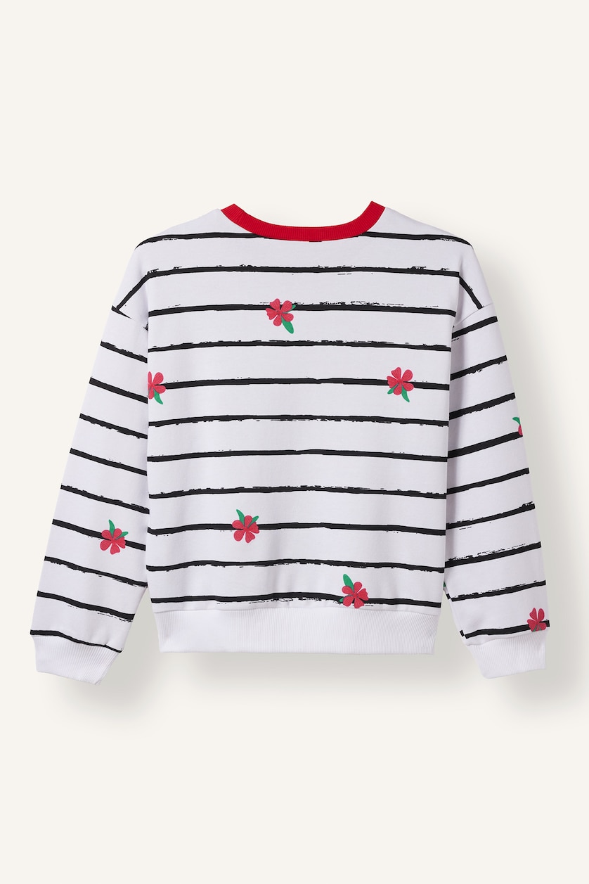 Young Girls - Teen Girls White Relax Fit Crew Neck Sweatshirt