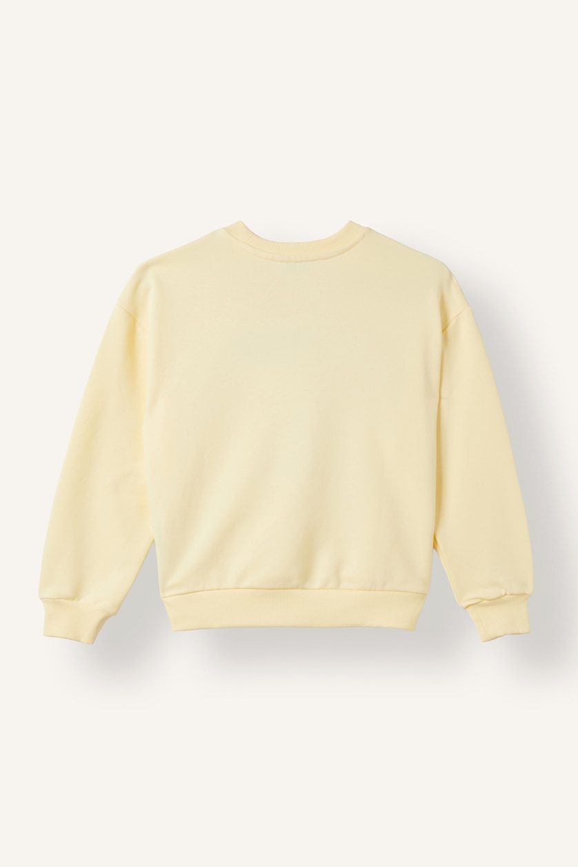 Young Girls - Teen Girls Light Yellow Relax Fit Animal Print Crew Neck Sweatshirt