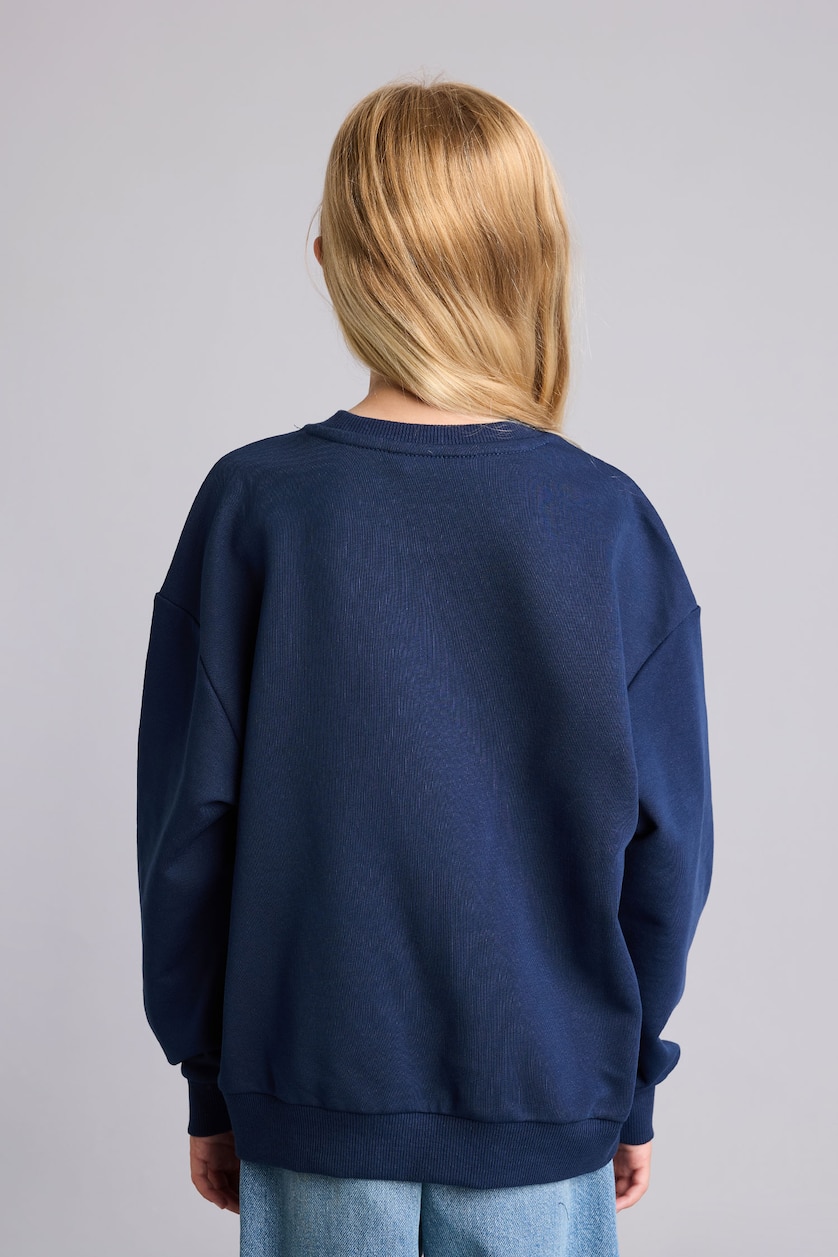 Young Girls - Teen Girls NAVY Relax Fit Animal Crew Neck Sweatshirt