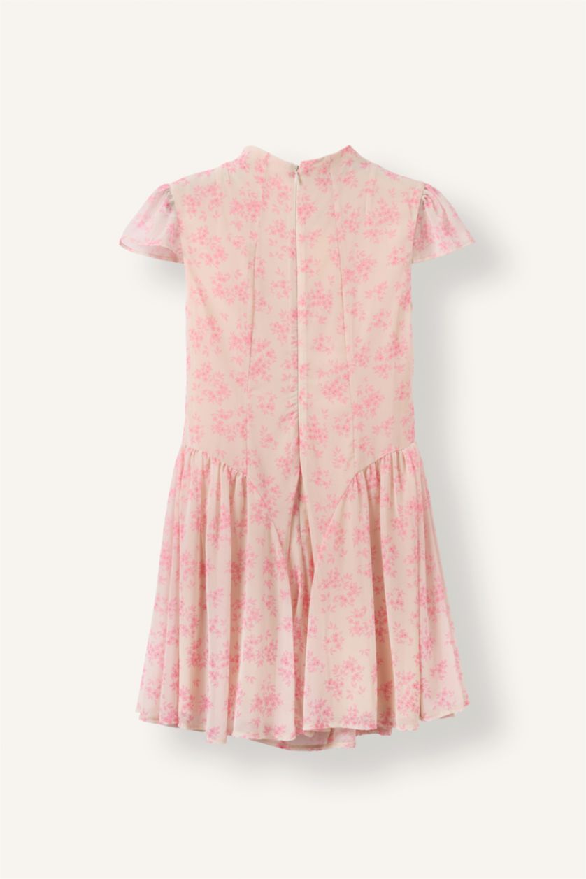 Women Light Pink Chiffon Mini Dress