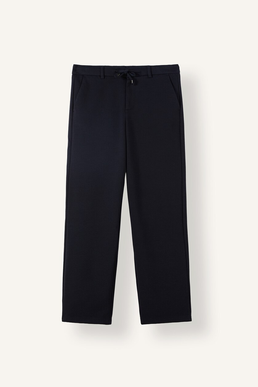Erkek Lacivert Regular Fit Bağcıklı Pantolon