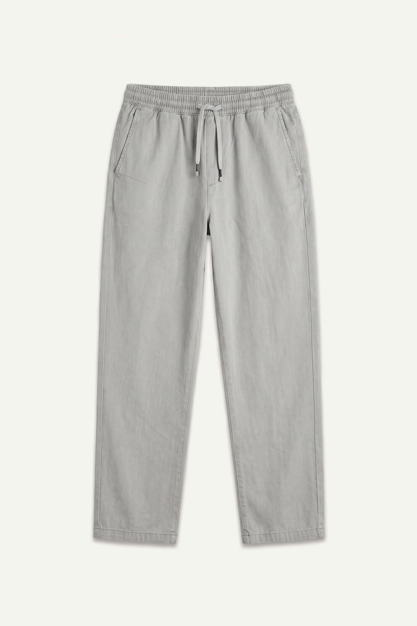Erkek Açık Gri %100 Pamuk Baggy Fit Pantolon