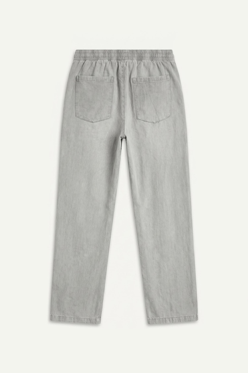 Erkek Açık Gri %100 Pamuk Baggy Fit Pantolon