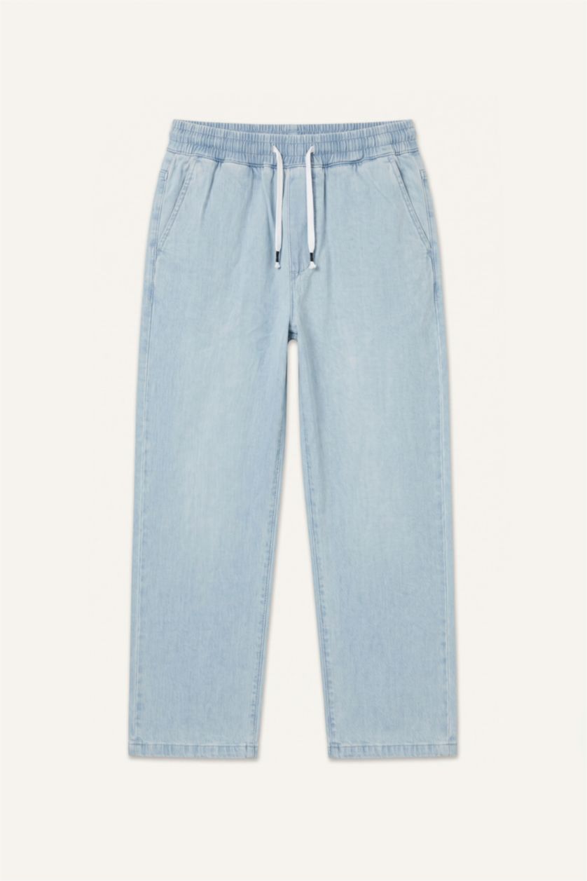 Erkek Açık Mavi Baggy Fit Pantolon