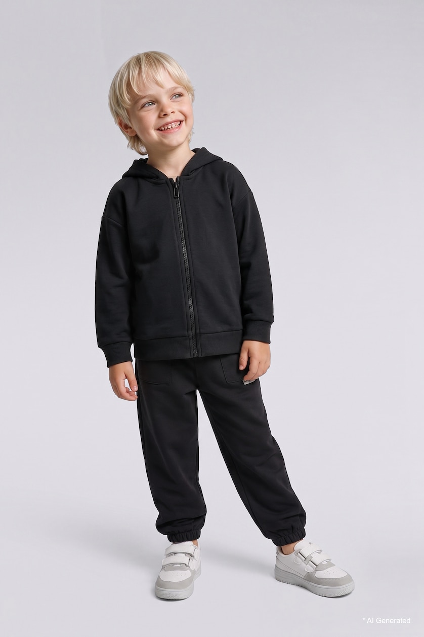 BÉBÉ GARÇON Anthracite Sweat à capuche basique épais zippé pour bébé garçon
