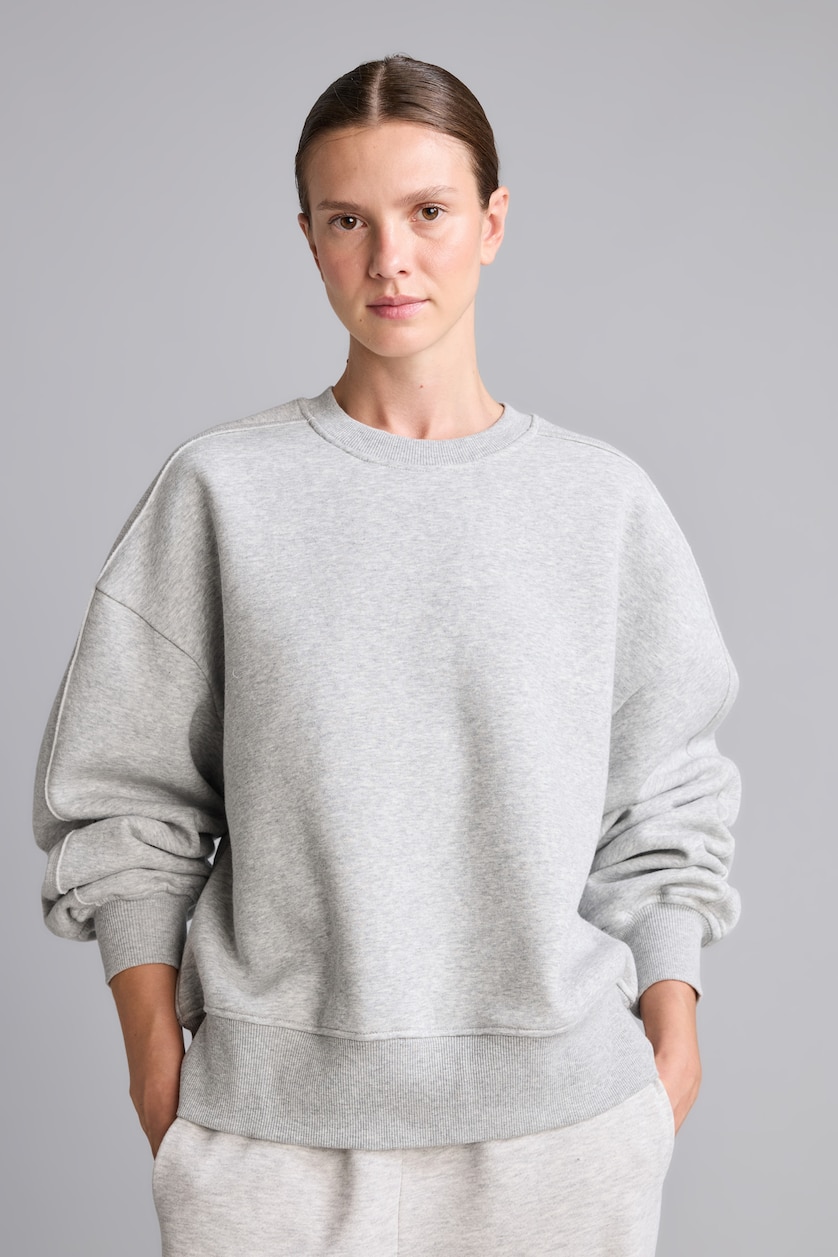 FEMME Gris Sweatshirt oversize uni épais à col rond