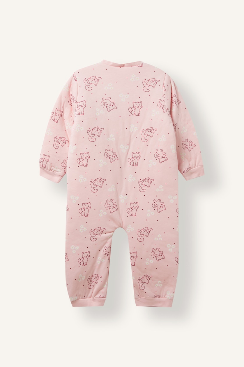 Baby Girls Light Pink Woman Crew Neck Printed Jumpsuit