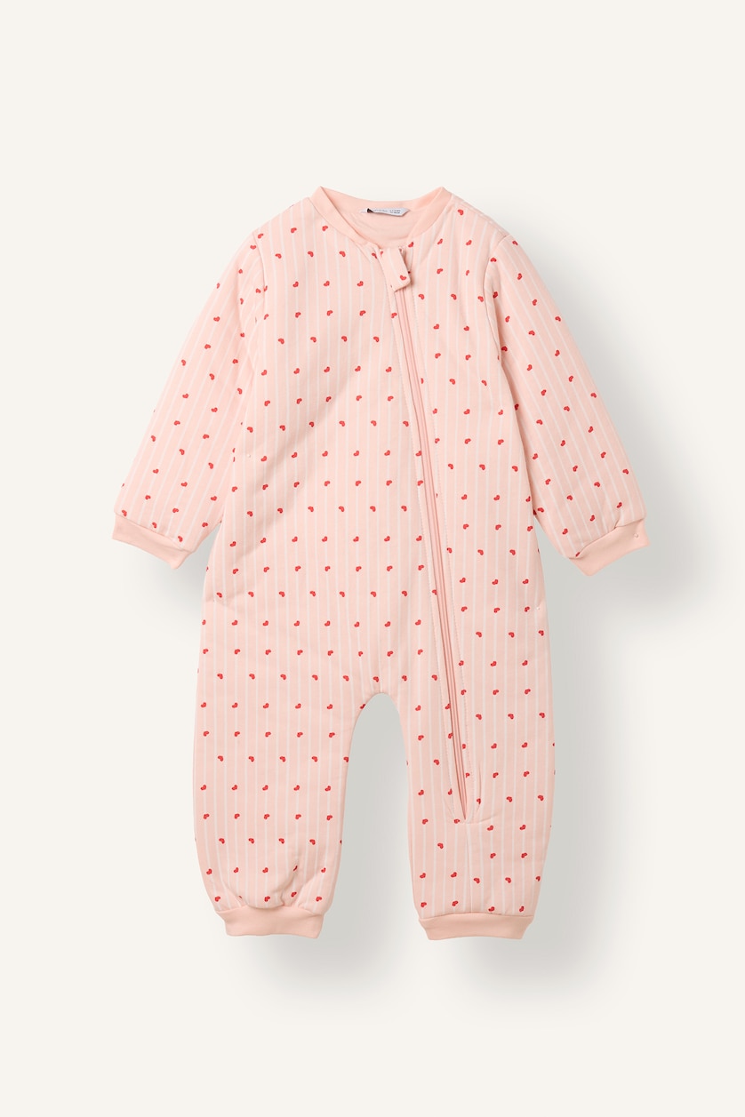 Baby Girls Light Pink Woman Crew Neck Printed Jumpsuit