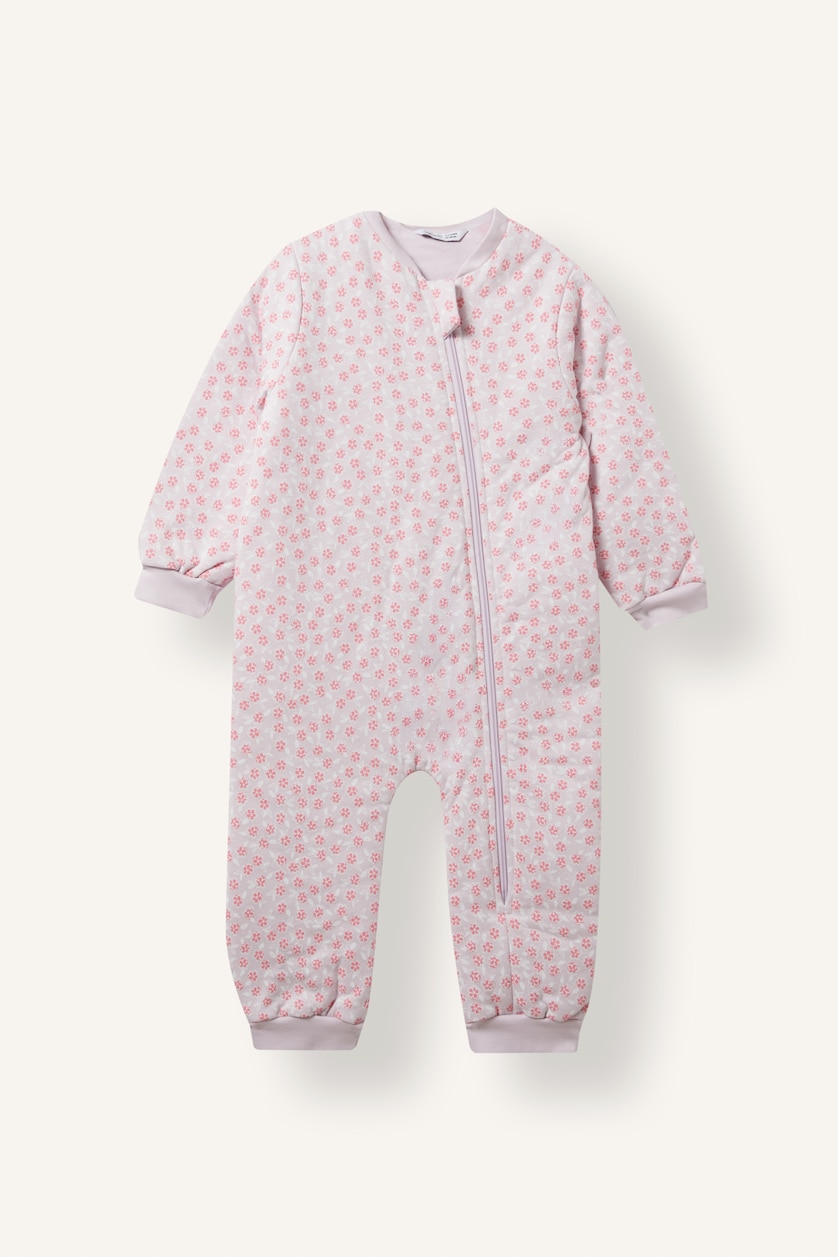 Baby Girls Pink Woman Crew Neck Printed Jumpsuit