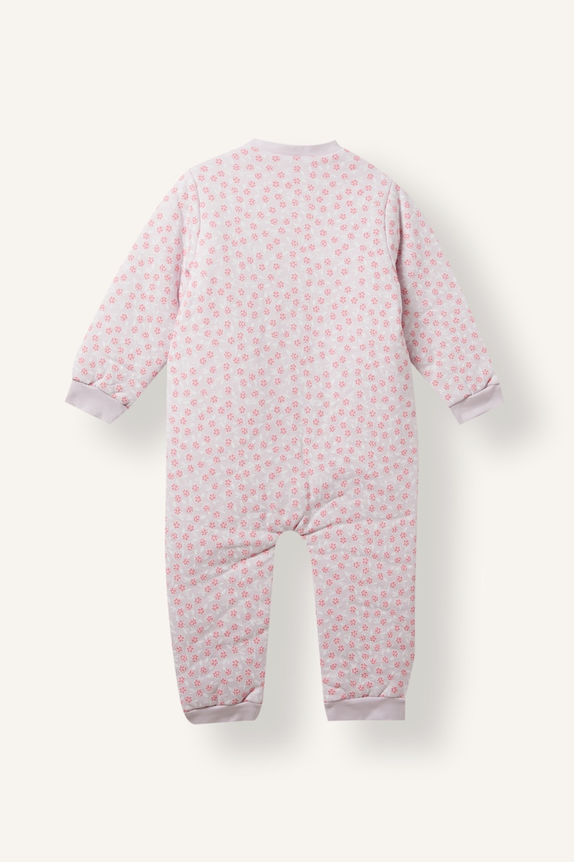 Baby Girls Pink Woman Crew Neck Printed Jumpsuit