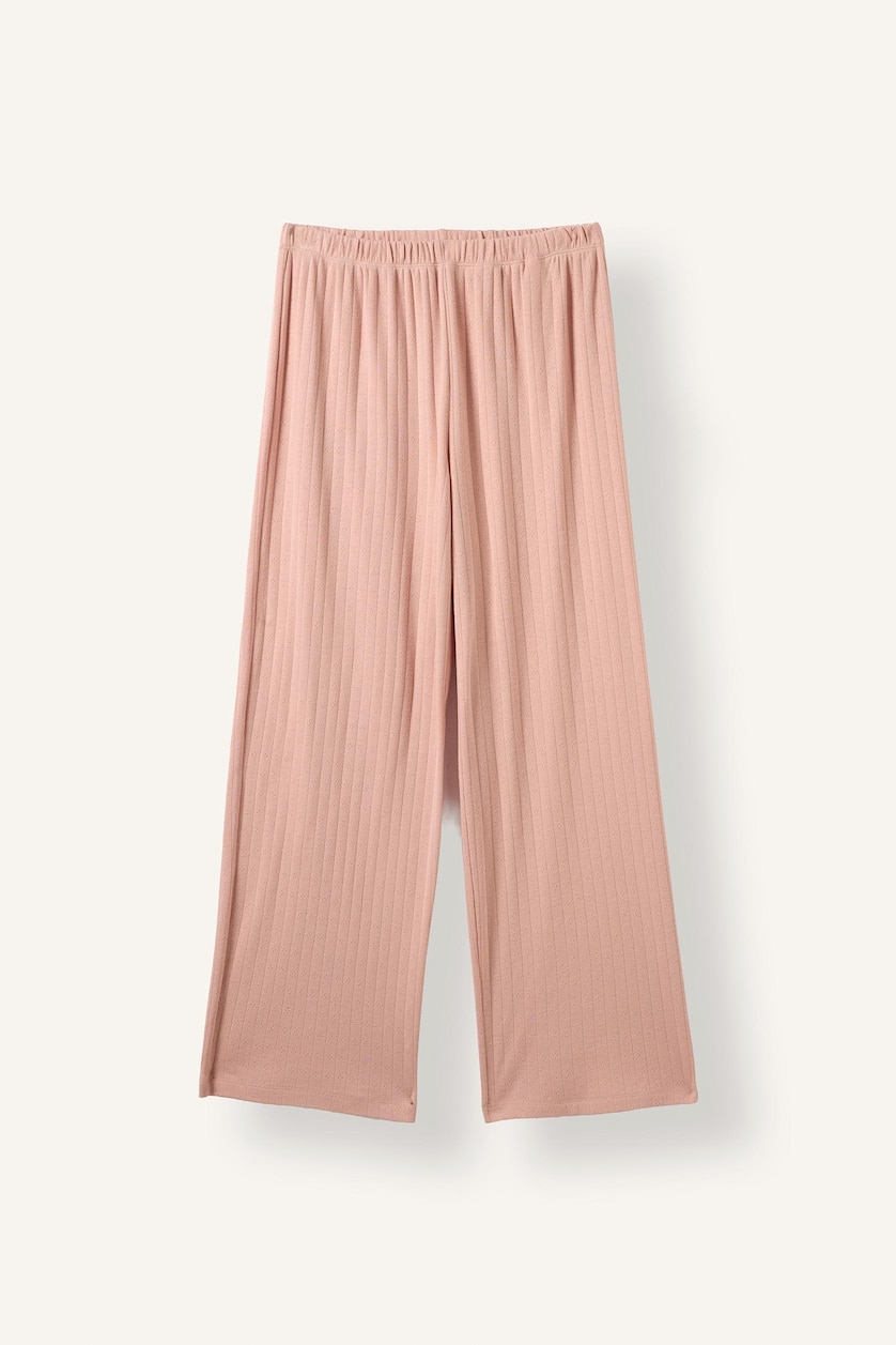 Kadın Gülkurusu %100 Pamuk Fitilli Dantelli 2'li Pijama Takımı
