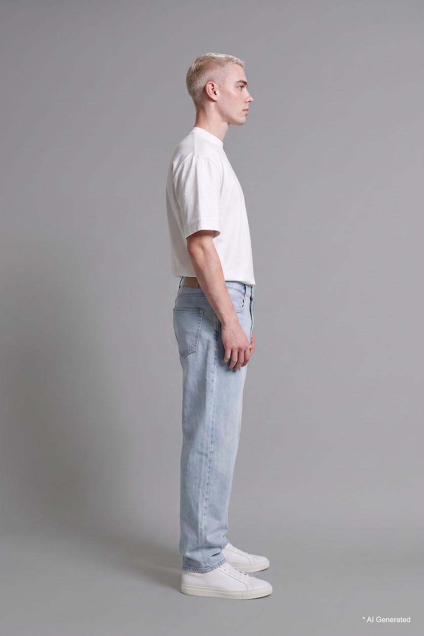 Men Light Blue Baggy Fit Trousers