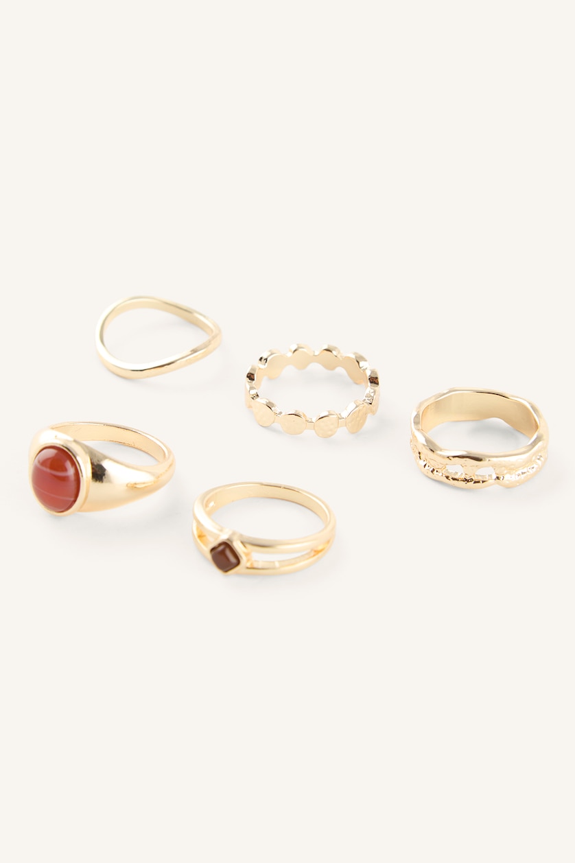 Kadın Karma Taş Detaylı Kadın 5'li Yüzük