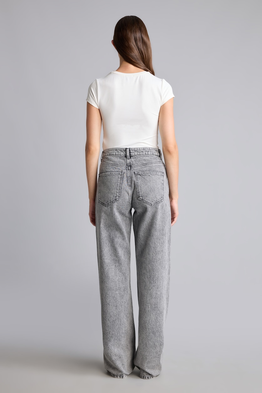 WOMAN Grey Straight Wide Leg High Waist Jeans