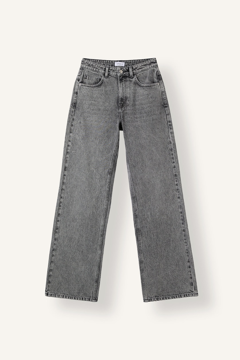 WOMAN Grey Straight Wide Leg High Waist Jeans