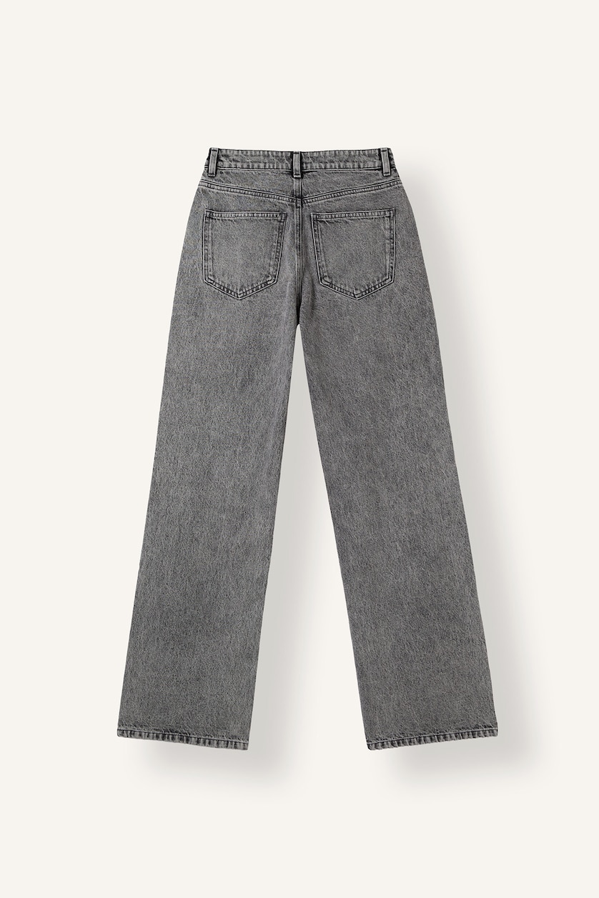 WOMAN Grey Straight Wide Leg High Waist Jeans