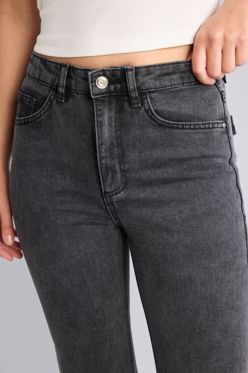 WOMAN Black Flare Fit Mid Waist Jeans