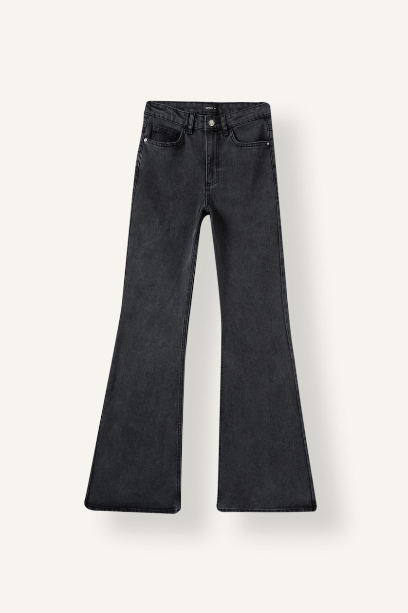 WOMAN Black Flare Fit Mid Waist Jeans