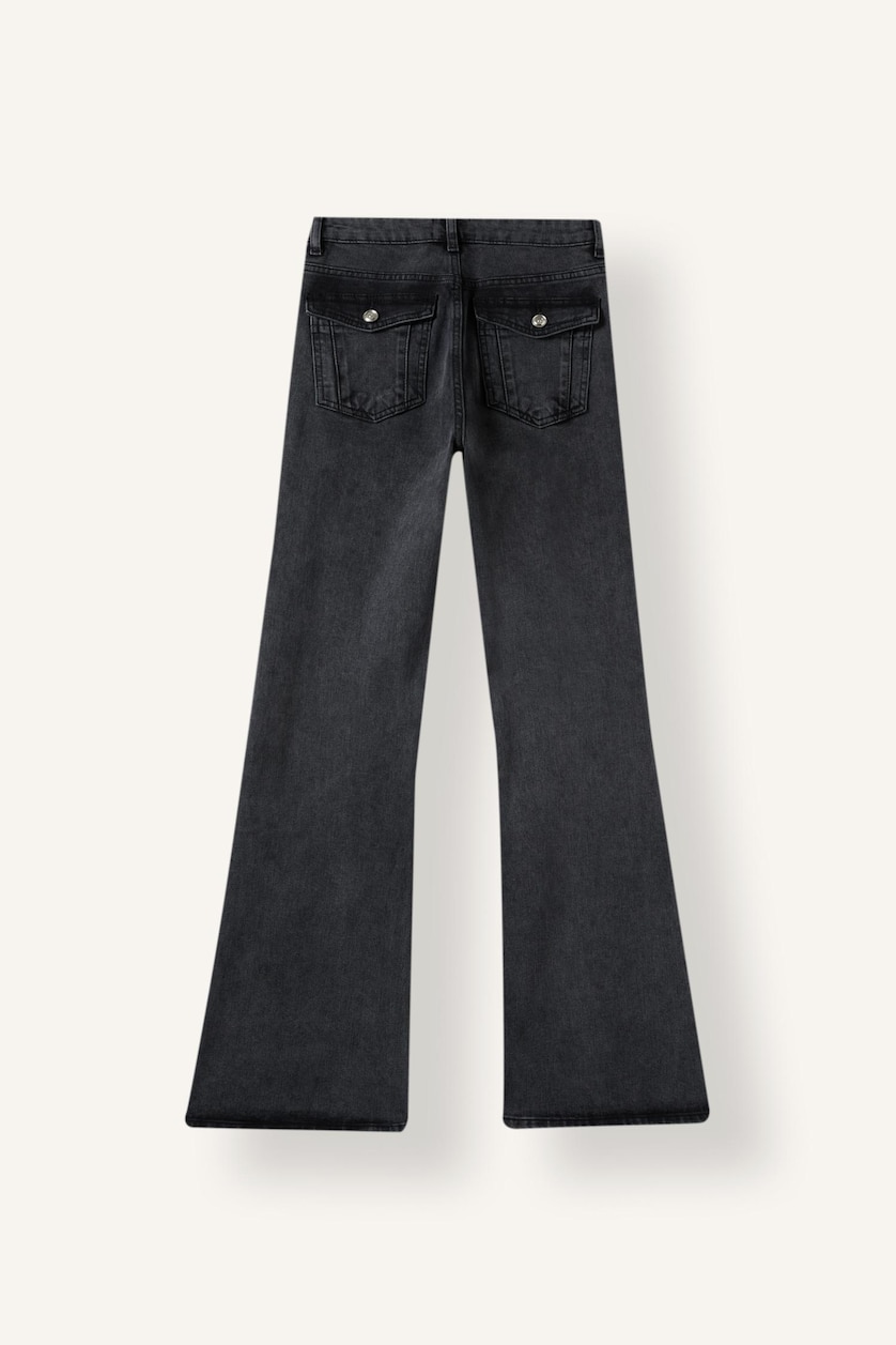 WOMAN Black Flare Fit Mid Waist Jeans
