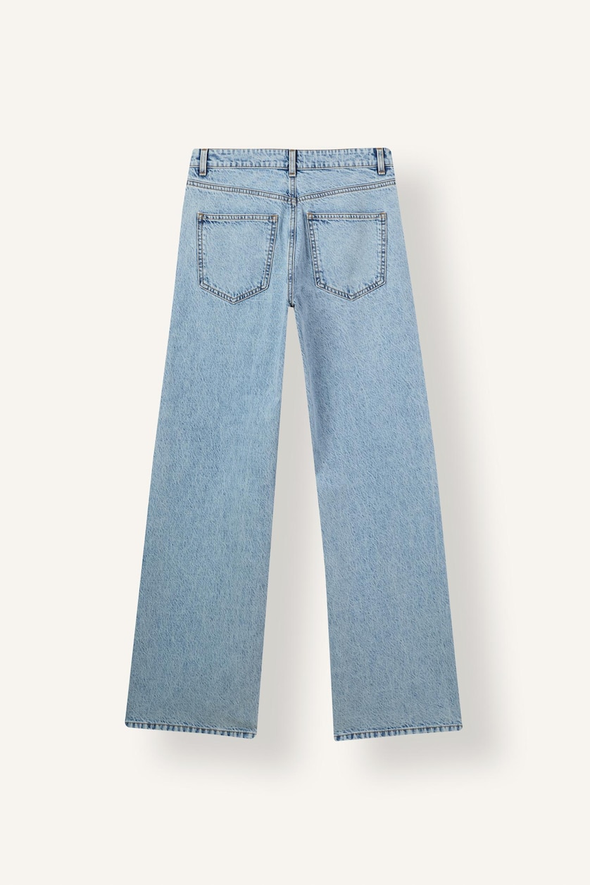 Kadın Açık Mavi Low Rise Wideleg Düşük Bel Jean
