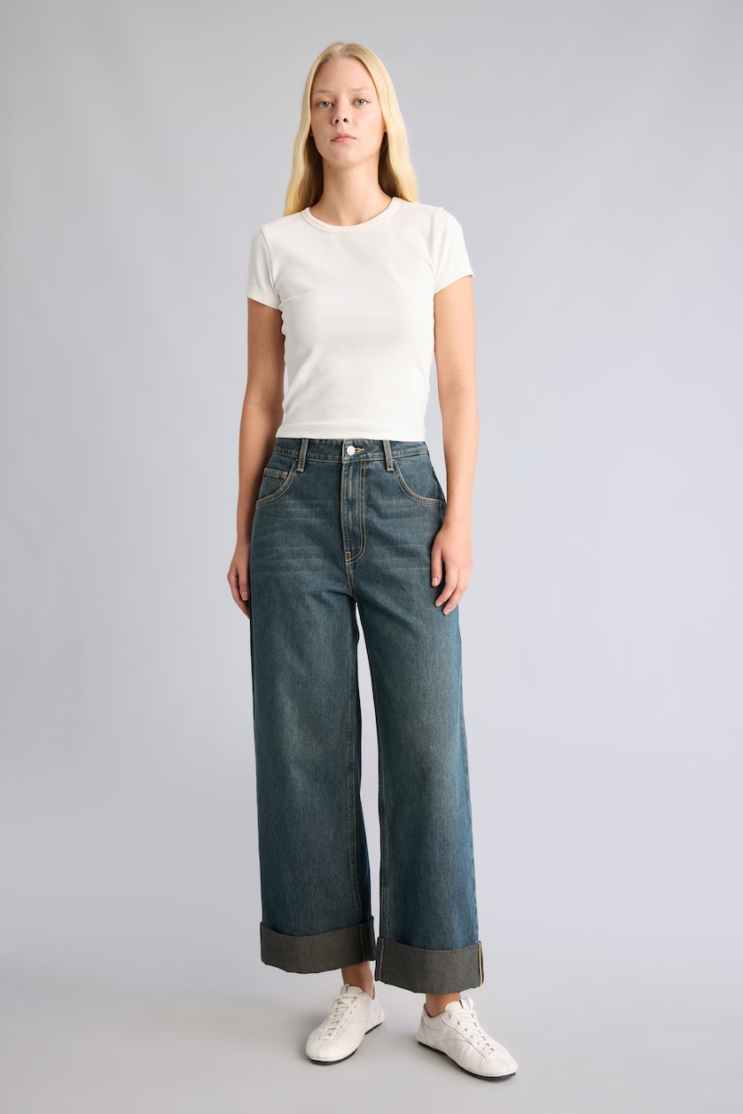 Women Dark Blue Normal Waist Baggy Fit Trousers
